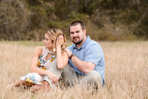 tryphenas garden engagement session in field in middle georgia